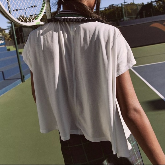 NWT Free People Movement Time Out White Polo t shirt crop float women size XS - Picture 3 of 6